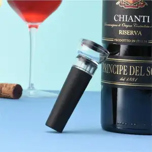 Bouchons de vin, bouchon de bouteille de vin avec pompe économiseur de vin sous vide intégrée bouchons en silicone sans danger pour les aliments, garder le vin frais