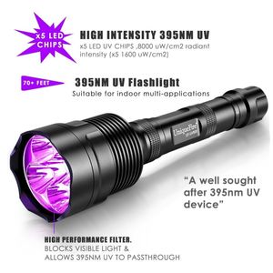 UniqueFire UF- UV500 alta potencia 5 LED 25W 395NM haz fuerte ultravioleta <span class=keywords><strong>UV</strong></span> lámpara de antorcha de luz negra - Product Image 4