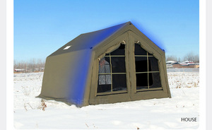8 + 8,8 ㎡ Tienda inflable verde militar Campamento de lujo salvaje <span class=keywords><strong>Camping</strong></span> 8 Cinturón de algodón plano Cabina inflable de expansión - Product Image 4
