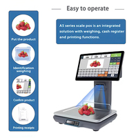 Sistema de Báscula Inteligente con IA Todo en Uno ASS 156 01 |   Escáner de Código de Barras Integrado, Impresora de Etiquetas/Recibos y Software POS