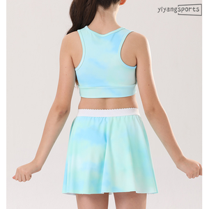 Conjunto de ropa de tenis para chicas adolescentes de 4 a 12 años con estampado de sublimación, falda de dos piezas y camiseta sin mangas - Product Image 6