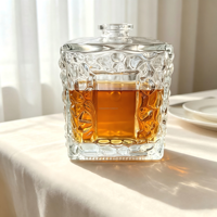 Bouteille en verre carrée gaufrée Super Flint de 500 ml 650 g pour l'emballage de whisky, spiritueux et liqueurs