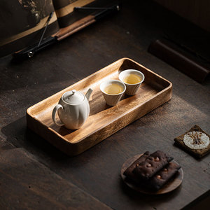 Walnut Wood <b>Tea</b> <b>Tray</b> Rectangular Deep Plate Solid Wood Storage <b>Tray</b> For <b>Tea</b> Set Chinese Retro Serving <b>Tray</b> - Product Image 4