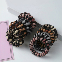 Attache-cheveux à motif léopard, élastiques en spirale sans plis, cordon de téléphone, bande de cheveux en spirale, attaches de cheveux pour femmes, fil de téléphone