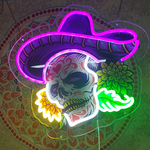 USB Dimmable LED Crâne Enseigne Néon Applique Murale pour Bureau Party Club Room Home Decor Améliore Mall Company Guest Book Wall - Product Image 2