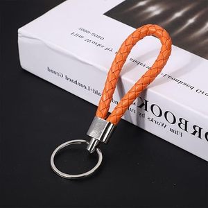 Porte-clés en cuir tressé fait main avec anneau en alliage, sangle tissée en PU, accessoires pour clés de voiture, sacs à main et sacs pour femmes, hommes et enfants - Product Image 4