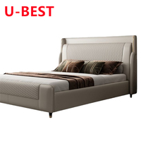 Muebles de Dormitorio Modernos, Estructura de Cama King Size de Cuero, Juego de Recámara Matrimonial, Cama Box Individual, Queen y Casal