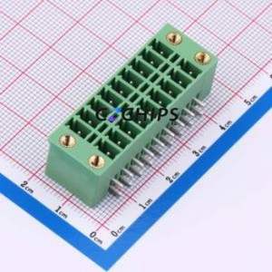 DB2ERHBM-3.81-2*9P-GN Plug-in Terminal Block Bent Lead Through Hole,P=3.81mm Board-to-Board / Socket - Closed Screw Fixing 2x9P - Product Image 1
