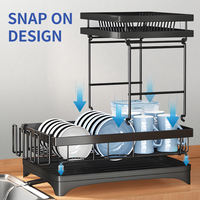 Égouttoir à vaisselle en métal détachable à 2 niveaux Évier Séchage Accessoires de cuisine Organisateur Supports de rangement et supports
