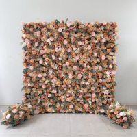 F152 Dinding Bunga Buatan Sutra Mawar Pink 5D Gradual Change Backdrop 8ft X 8ft untuk Thanksgiving Wisuda