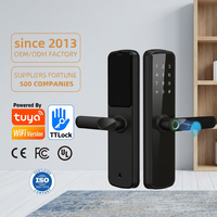 Serrures intelligentes de sécurité avec poignée à empreinte digitale, mot de passe, RFID, Tuya WiFi, Alexa, application TTlock, cylindre à mortaise 5050, serrure intelligente pour porte en bois