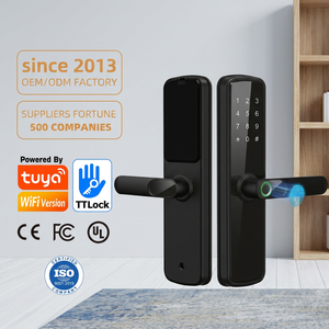 Kunci Pintar Keamanan dengan Gagang Sidik Jari, Kata Sandi, RFID, Tuya WiFi, Alexa, Aplikasi TTlock, Silinder Mortise 5050, Kunci Pintar Pintu Kayu - Product Image 1