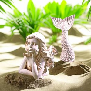 <strong>MERMAID</strong> STATUE WITH STARFISH RESIN <strong>MERMAID</strong> FIGURINE OUTDOOR CRAFTS for GARDEN ,PATIO and YARDS - Product Image 5