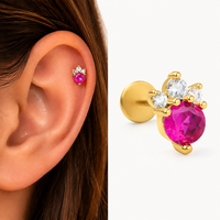 ZUOLA Vente en gros de anneaux de lèvre en titane G23 sans nickel, plaqués or 18 carats, zircon 5A, bijoux de piercing corporel