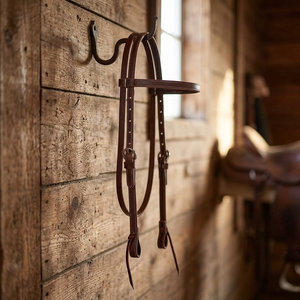 Têtière en cuir Latigo pour cheval, marron - Product Image 3