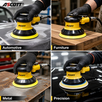 Ponceuse orbitale pneumatique professionnelle ASCOTT 5 pouces 10500 tr/min, polisseuse à air double action pour finition de carrosserie automobile et métaux, fixation auto-agrippante