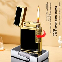 Briquet à double flamme DEBANG Langsheng, torche et flamme douce commutables, rechargeable au butane, briquet sonore en résine pour artisanat, cadeaux de luxe