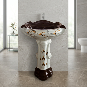 Lavabo de Pedestal Autolimpieza Nuevo modelo Lavabo de diseño de ley con Pedestal Hecho en India Sanitario de cerámica de calidad - Product Image 3