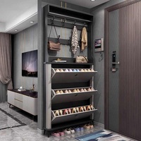 Meuble à chaussures ultra-fin 2026 avec bac basculant, idéal pour l'entrée de la maison, intégré à la porte et au meuble de salon