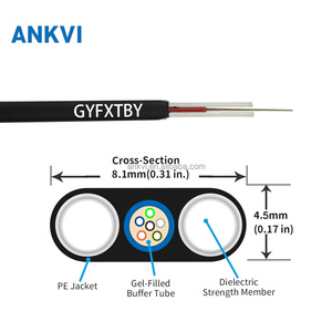 Câble à fibres optiques aérien GYFXTBY, entièrement diélectrique, autoportant, 12 cœurs - Product Image 1