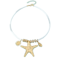 Collier à maillons en alliage à la mode multi-pendentifs étoile de mer plage corail Style océanique exagéré avec perles perles cadeau en forme d'animal