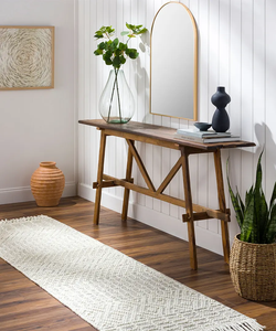 พรมขนสัตว์ทอมือพร้อมฐานงาช้างและลวดลายเรขาคณิตและลายทางที่ตัดกันซึ่งออกแบบมาเพื่อการตกแต่งภายในที่สะดวกสบายและหรูหรา - Product Image 4