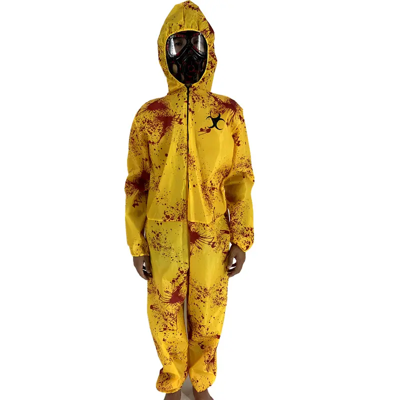Grosir Kostum Halloween Setelan Hazmat Pakaian PPE Kain Pelindung Dewasa Penuh Kostum Lucu Karnaval