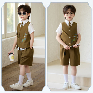 Ensemble de vêtements pour garçons tout-petits de qualité supérieure, trois pièces, gilet de fête formel tendance, vente chaude en Europe - Product Image 5