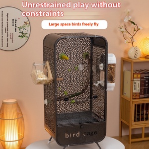 Vente en gros de <span class=keywords><strong>cage</strong></span> à oiseaux en acrylique panoramique transparente et solide villa ornementale anti-éclaboussures <span class=keywords><strong>cage</strong></span> de présentation à domicile pour oiseaux en métal - Product Image 2