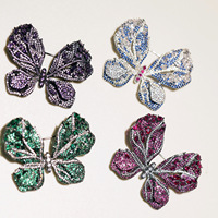 XILIANGFEIZI Broche papillon de luxe en cuivre plaqué or 18 carats avec zircon, accessoires de corsage pour occasions de mariage