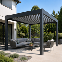 Gazebo imperméable Jiake avec lames orientables en aluminium télécommandées, pavillon extérieur pour projets de terrasses de restauration en bord de piscine de complexe hôtelier