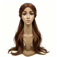 Perruque Princesse Demi-Attachée Tressée Brun Châtain, Postiche Complet pour Cosplay, Accessoire de Déguisement pour Anniversaire, Jeu de Rôle et Spectacles