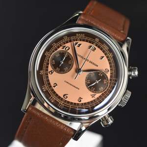 Livraison gratuite, montre pour homme de haute qualité, chronographe rétro, verre saphir bombé 5 ATM, acier inoxydable 316L, quartz, en vente - Product Image 6