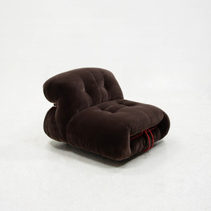 Fauteuil individuel en velours marron, style moderne et minimaliste, pour salon, hall d'entrée, villa, canapé modulaire sectionnel - Product Image 5