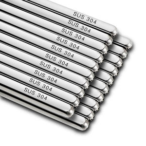 Palillos de acero inoxidable 304, metal hueco, 5 pares, antideslizantes, resistentes al calor, para uso doméstico - Product Image 1