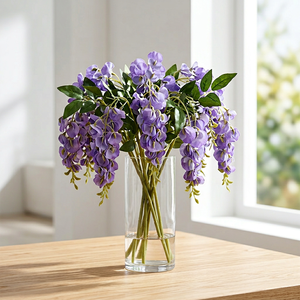 <span class=keywords><strong>ต้น</strong></span>ไม้ประดิษฐ์สีทองเหมือนจริง กิ่งยาวประดับด้วยดอกวิสทีเรียขนาดใหญ่ ทำด้วยมือจากผ้าไหมทนทาน สำหรับตกแต่งแขวน - Product Image 1