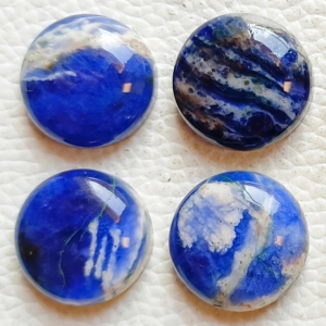Piedras preciosas cabujón de sodalita natural-Forma redonda-Tamaños calibrados de 5mm a 30mm-Pulido suave, Parte posterior plana - Product Image 2