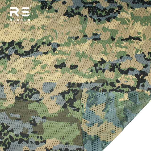 Austrian Tarnanzug Neu Camouflage Mesh 120gsm Light Weight Polyester Printed Mesh Fabric for Tactical Face Mask Scarf
