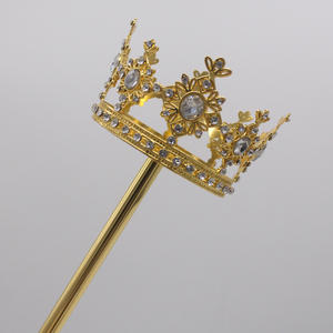 卸売クイーンプリンセス金メッキクラウンプロムセプターダイヤモンド-結婚式婚約記念日のための爪の設定がはめ込まれています - Product Image 3