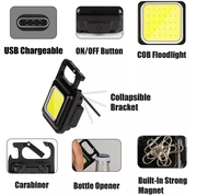 Lampe de poche LED COB rechargeable par USB, en alliage d'aluminium, multifonctionnelle, mini, portable, ouvre-bouteille magnétique, étanche IP67