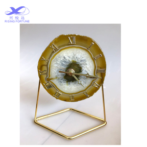 2022 nouveau Design de luxe Style européen Vintage pierre de marbre naturel <span class=keywords><strong>Onyx</strong></span> gemme horloge murale décoration de la maison Table horloge murale - Product Image 2