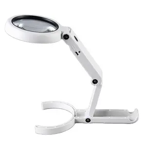 The new USB charging handheld desktop dual-use folding reading lamp LED maintenance hd 5 times a magnifying glass