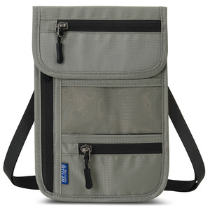 Portefeuille multifonction antivol fin, pochette de voyage dissimulée pour le cou, étui pour passeport, porte-cartes, porte-carte d'identité solide, fermeture éclair en nylon B0018 - Product Image 3