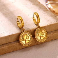 Cross-border geometrische roestvrijstalen 18K vergulde perzikhart fruitdesign zomer ocean-stijl unisex hangende oorbellen