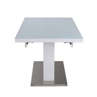 Table extensible en verre trempé blanc de qualité supérieure personnalisée avec base en métal robuste