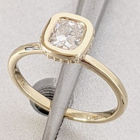 Bague de fiançailles solitaire en diamant de laboratoire de 3 carats, taille coussin, monture closée, or jaune massif 10K/14K/18K, certifiée IGI, CVD/HPHT, personnalisable
