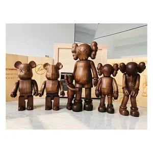 Arte moderna escultura fibra de vidro artesanato madeira família urso escultura