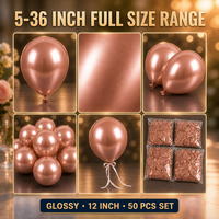 Ballons en latex Feile métallisés rose doré brillant, lot de 50 pièces de 12 pouces, pour mariage, baby shower, anniversaire, sac Bridgerton