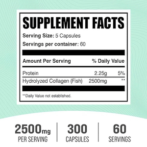 Private Label Marine Fish <strong>Collagen</strong> Tripeptide Capsules 2500mg High Potency <strong>Hydrolyzed</strong> Type 1 <strong>Peptides</strong> for Skin Care Antioxidant - Product Image 2