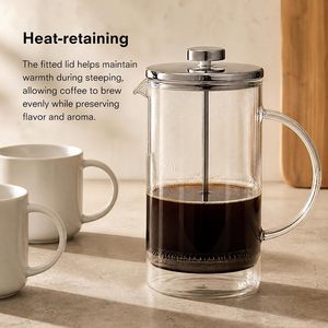 Cafetière à piston en plastique noir avec filtre, pichet à lait chaud de 600 ml avec couvercle pour le camping - Product Image 4